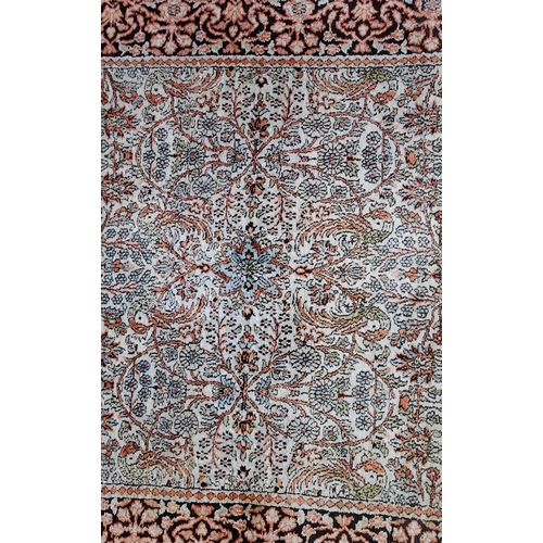 395 - Floral Design Silken Kashmir Rug. Possibly Handmade. 185 x 125cm Collection ONLY