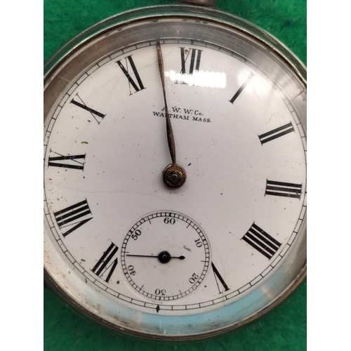 153 - Silver Hallmarked Cased Waltham Gent's Pocket Watch with Key No 5552716 Model 1883. Year of Watch 18... 