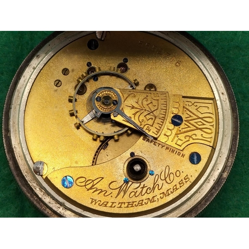 153 - Silver Hallmarked Cased Waltham Gent's Pocket Watch with Key No 5552716 Model 1883. Year of Watch 18... 