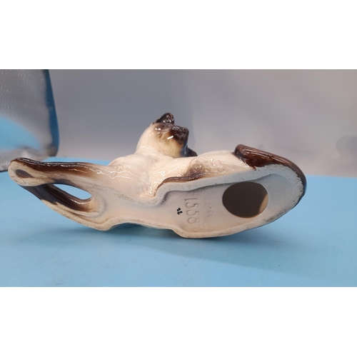 270 - Beswick Figure of a Seated Siamese Cat. 18cm High x 12cm.