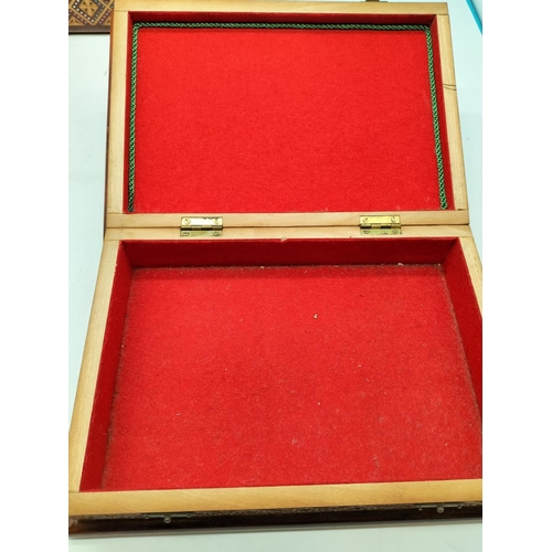 102 - Two Carved Wooden Boxes With Hinged Lids Plus Photo Album With Carved Wooden Cover Containing Embroi... 