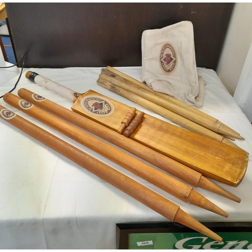 103 - The 'Fosters Lager Brewing Company' Cricket Set in Original Bag. With Extra Stumps.