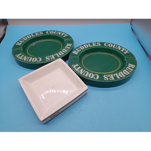 129 - Vintage Pub Ashtrays (3) to include Skol and Ruddles.