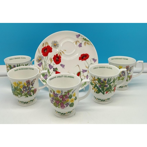 131 - Five Roy Kirkham Herbs N Spices Mugs H9.5cm Plus One 21cm Plate