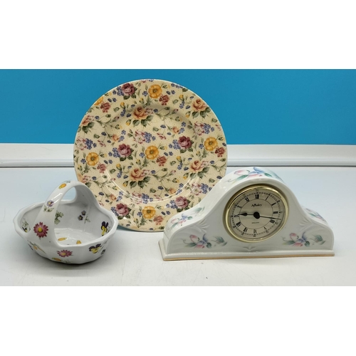 132 - Collection of Ceramics to Incl. Aynsley Little Sweetheart Mantle Clock, Churchill Plate Plus Trinket... 