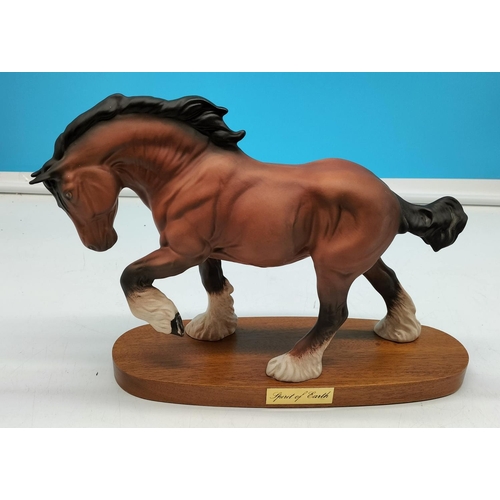 137 - Beswick Shire Horse Figure 'The Spirit of Earth' on Plinth. 22cm High, 29cm Long.