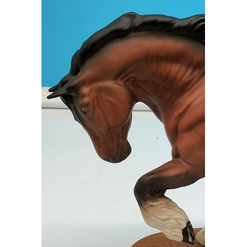 137 - Beswick Shire Horse Figure 'The Spirit of Earth' on Plinth. 22cm High, 29cm Long.