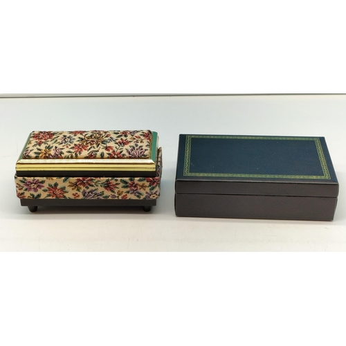 147 - Two Hinged Lidded Jewellery Boxes to Incl. One Floral Tapestry Effect Box Plus One Swedish 'Design P... 