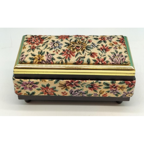 147 - Two Hinged Lidded Jewellery Boxes to Incl. One Floral Tapestry Effect Box Plus One Swedish 'Design P... 