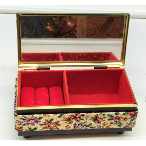 147 - Two Hinged Lidded Jewellery Boxes to Incl. One Floral Tapestry Effect Box Plus One Swedish 'Design P... 