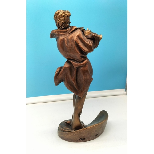 19 - Modern Art Metal 21cm (h) Figure of a Man Playing a Clarinet.