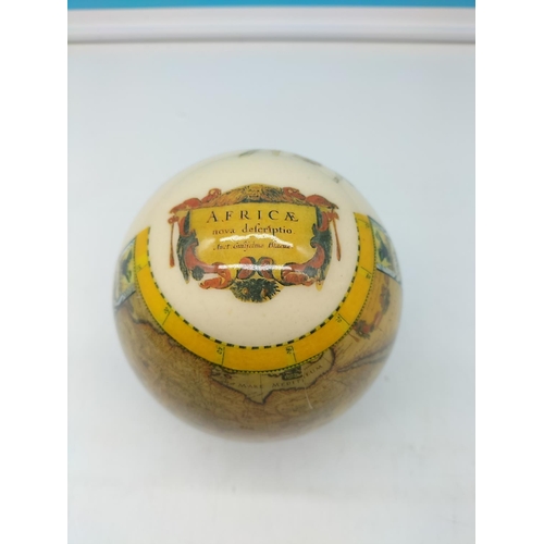 265 - Ostrich Egg with Wildlife Design on Stand. 17cm Tall.