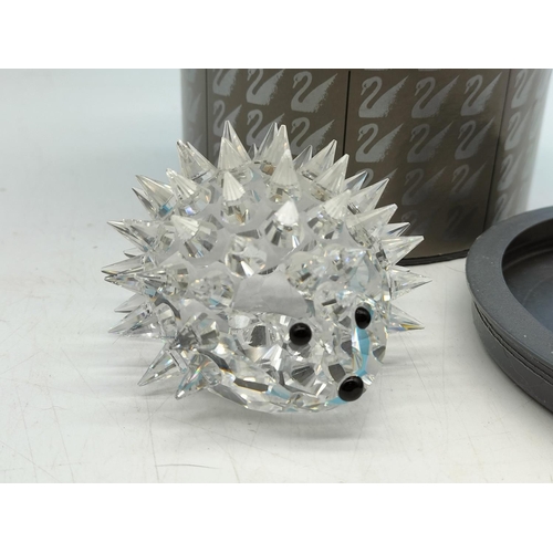 285 - Boxed Large Swarovski Crystal Hedgehog. 5cm High, 8cm x 6cm. Slight A/F to One Spine