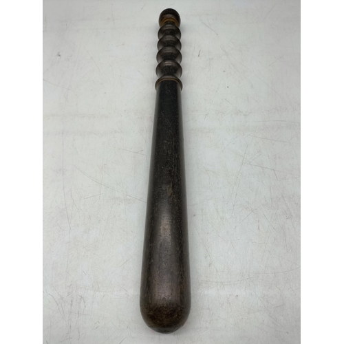 296 - Victorian Police Truncheon, Lead Weighted. 40cm Long.