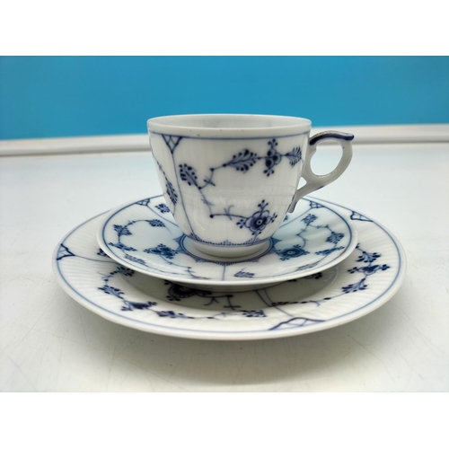 303 - Royal Copenhagen Blue and White Trio. Slight Hairline to Rim.
