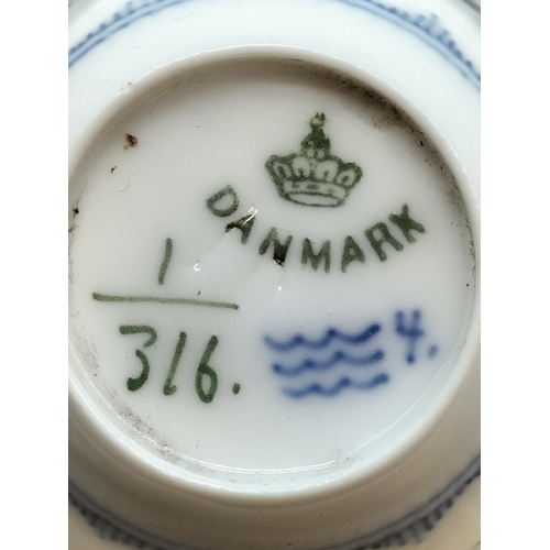 303 - Royal Copenhagen Blue and White Trio. Slight Hairline to Rim.