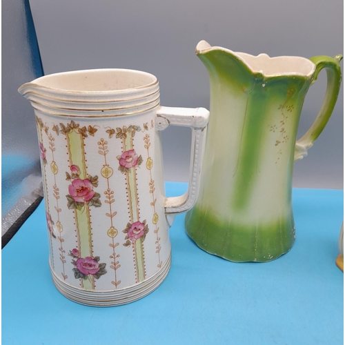 306 - Ceramic Jugs (4) to include S.Fielding 'Frome' Pattern (c1913-1930). Tallest being 22cm.