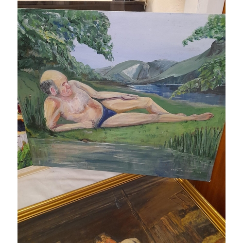 318 - 2 x Oil Paintings by Trevor Park plus an Oil Painting of Children on a Horse. Largest 69cm x 49cm.