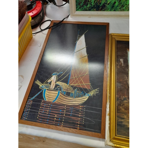 318 - 2 x Oil Paintings by Trevor Park plus an Oil Painting of Children on a Horse. Largest 69cm x 49cm.