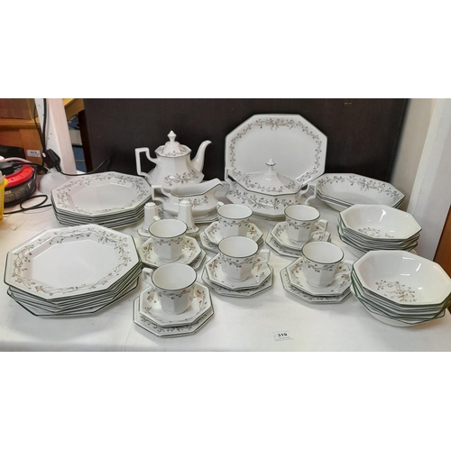 319 - Johnson Bros 'Eternal Beau' Dinner and Tea Service comprising 47 Pieces.