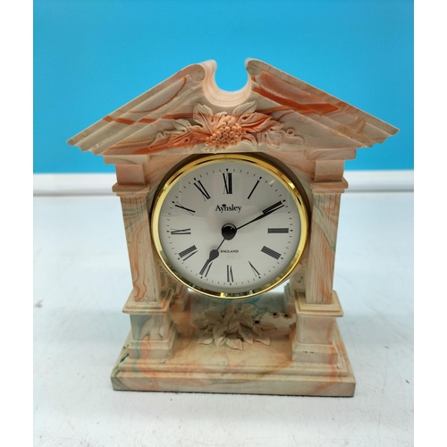 49 - Aynsley Portland Ware Mantle Clock. 16cm High, 13cm x 7.5cm.