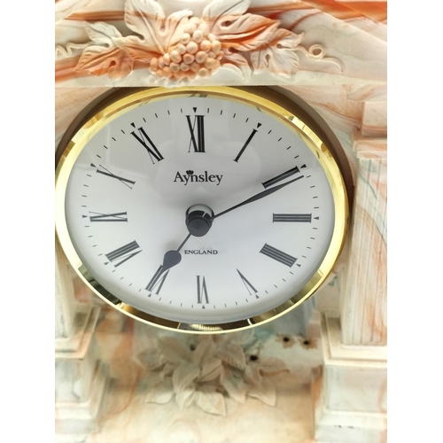 49 - Aynsley Portland Ware Mantle Clock. 16cm High, 13cm x 7.5cm.