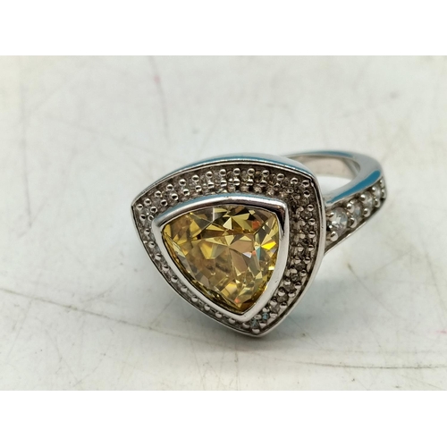 571 - 925 Silver Ring set with Citrine. Size P.