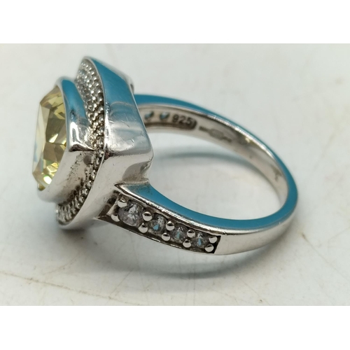 571 - 925 Silver Ring set with Citrine. Size P.