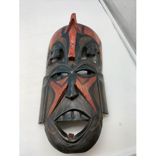 579 - Wooden African Mask. 38cm Long, 18cm Wide.