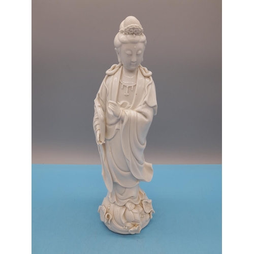 68 - Chinese Republic Blanc de Chine Figures 'Shoulao' (26cm) and 'Kwan Yin' (30cm)