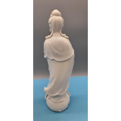 68 - Chinese Republic Blanc de Chine Figures 'Shoulao' (26cm) and 'Kwan Yin' (30cm)