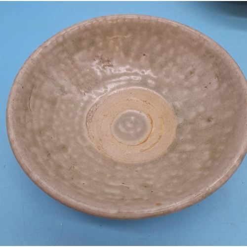 69 - Chinese 13th Century Song Period Celadon Shallow Bowls (3). 15cm Diameter.