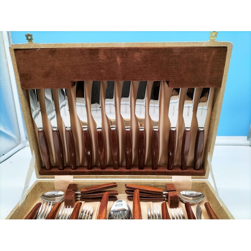 7 - 6 Setting (36 Piece) Glosswood Stainless Steel Cutlery Set in Case. Unused.