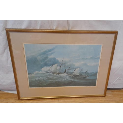 729 - Framed and Mounted Print of SS Great Britain. 72cm x 55cm. Collection Only.