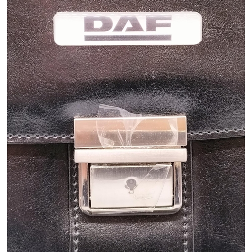 75 - Black Leather DAF Briefcase With Dust Bag. L42cm, W14cm, H34cm