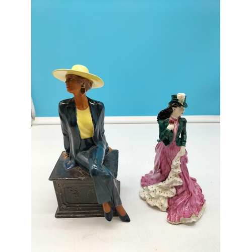 111 - 2 x Lady Figures - both named Shelia'. Tallest 27cm.