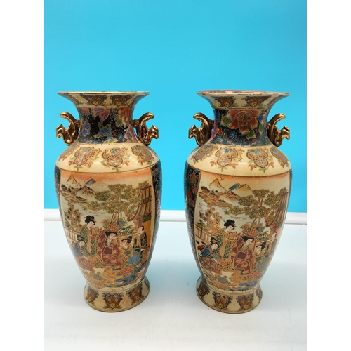 120 - Pair of Chinese Oriental 35cm Vases.