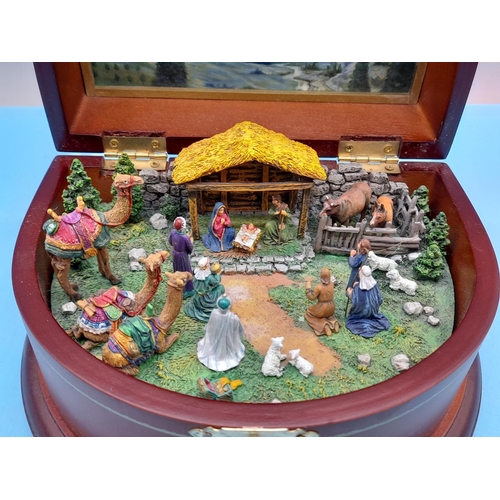 15 - Danbury Mint 'The Nativity' Musical Box W/O. 12cm High, 15cm x 19cm.