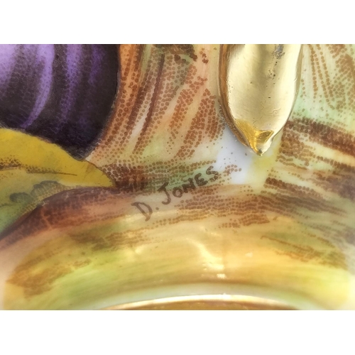 292 - Aynsley Maroon Red and Gold Gilt Saucer with Orchard Gold Cabinet Cup. Signed D Jones.