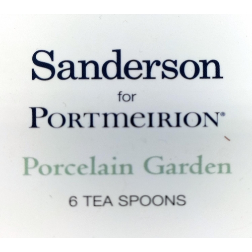 297 - Boxed Sanderson for Portmeirion 'Porcelain Garden' set of 6 Teaspoons plus Cheese Knife and 6 Spread... 