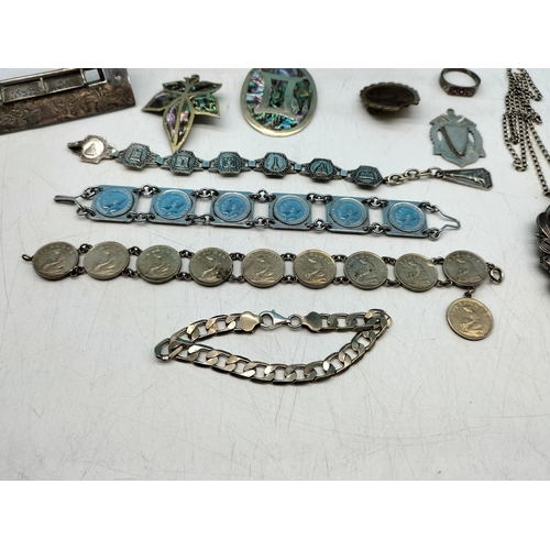 30A - Collection of Vintage White Metal Items to include Viking Boat, Costume Jewellery, etc.