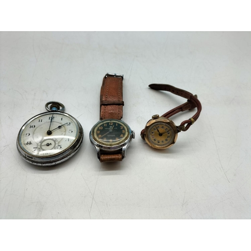 35 - Pocket Watch plus Vintage Watches (2). Require Attention.