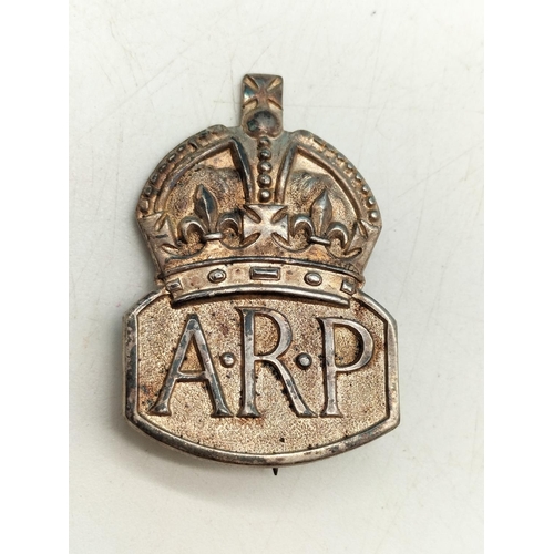 40A - Silver Hallmarked (London) ARP Pin Badge.