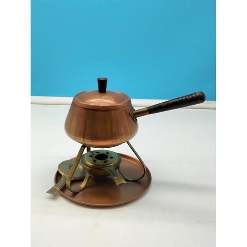 51 - Copper and Brass Spirit Warmer with Tray and pan. 30cm x 42cm.