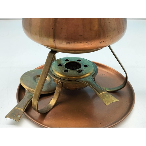 51 - Copper and Brass Spirit Warmer with Tray and pan. 30cm x 42cm.