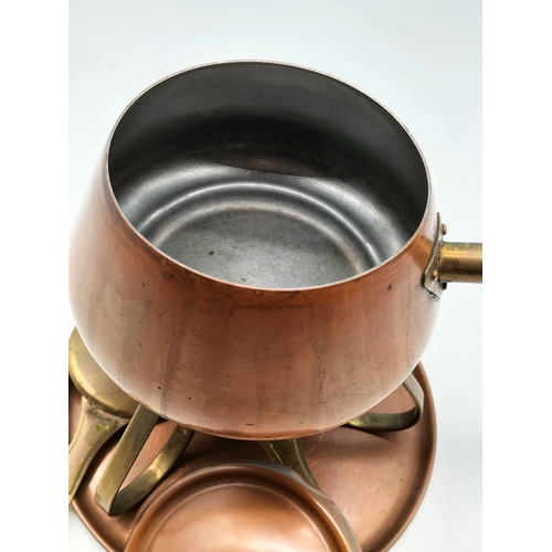 51 - Copper and Brass Spirit Warmer with Tray and pan. 30cm x 42cm.