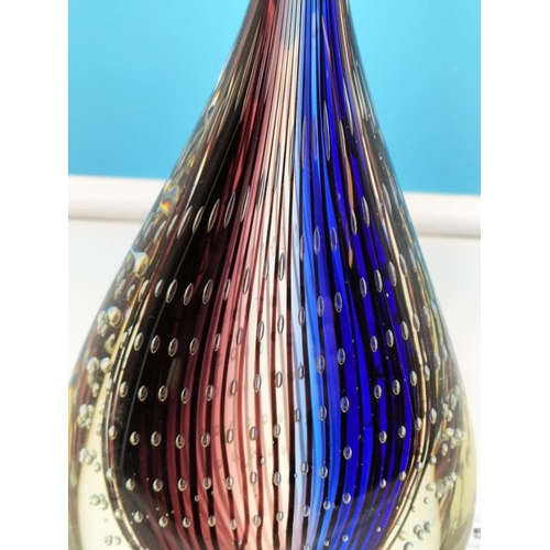 55 - Coloured Glass Controlled Bubble Teardrop Ornament. 27cm Tall.