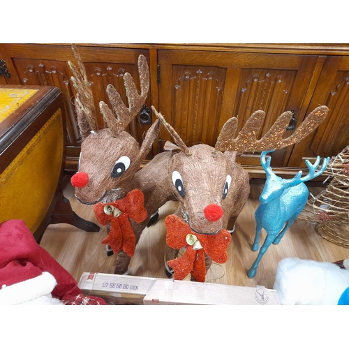 570 - Collection of Christmas Items to include Vintage 58cm Light Up Reindeer (2), Large Plush Polar Bears... 