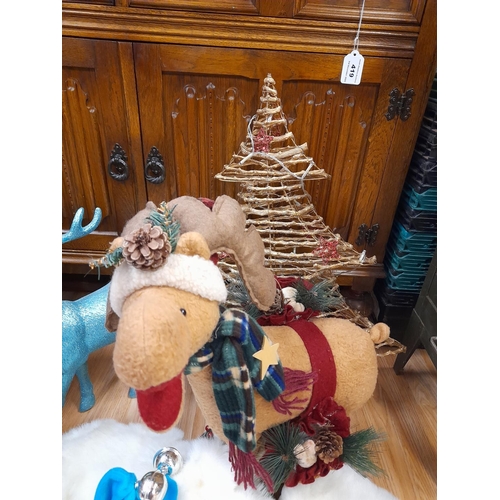 570 - Collection of Christmas Items to include Vintage 58cm Light Up Reindeer (2), Large Plush Polar Bears... 