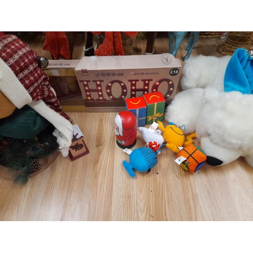 570 - Collection of Christmas Items to include Vintage 58cm Light Up Reindeer (2), Large Plush Polar Bears... 